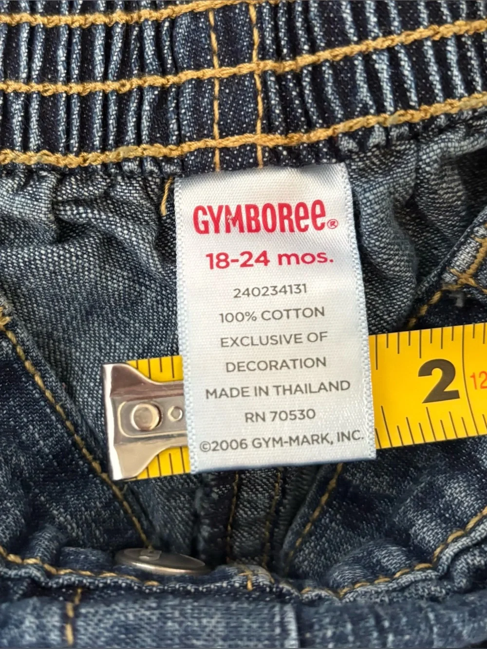 Y2K Gymboree Denim Jean Shorts Jorts 18-24 Months Apple Embroidery Cuffed 2006